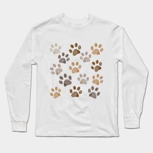 Brown colored paw print Long Sleeve T-Shirt